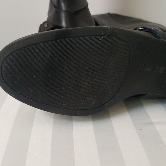 Nine West Boot Womens sz 6.5 Blogger Riding Round Toe Ankle Strap Black Leather - Picture 4 of 8